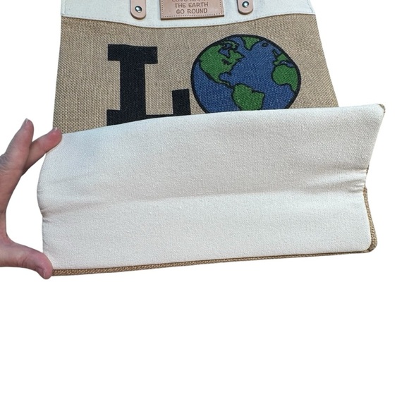 Brighton Limited Edition Jute Tan and Red Love‎ Earth Tote Bag  MSRP $129 - Picture 9 of 16
